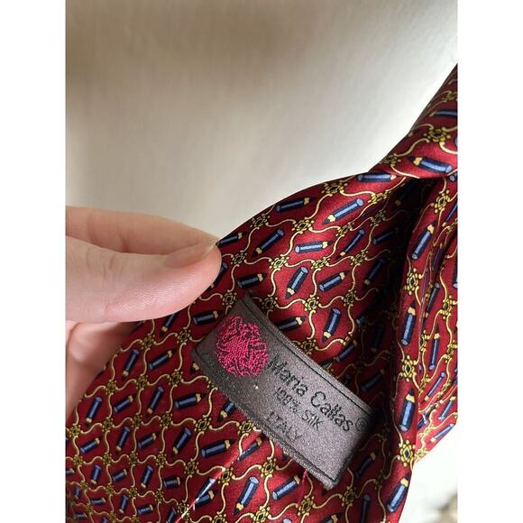 Maria Callas Silk Tie. Pencils. Teacher Tie. Italian Silk Tie - Picture 3 of 4